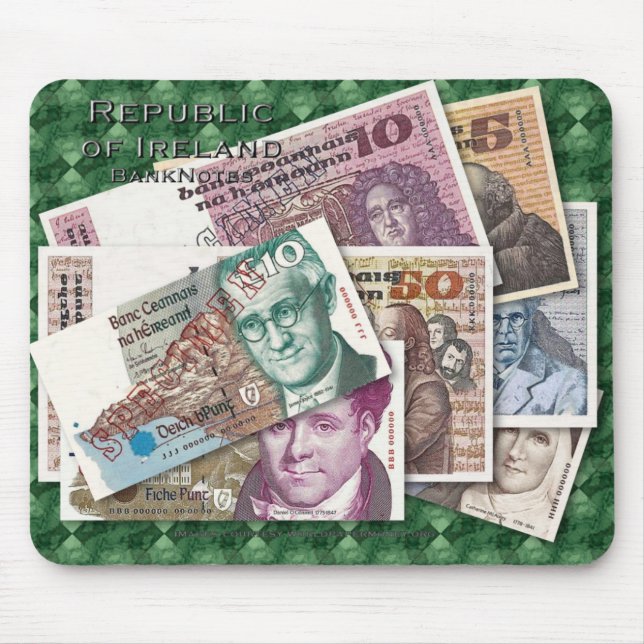 Alfombrilla De Ratón Billetes de banco Mousepad de Irlanda (Frente)