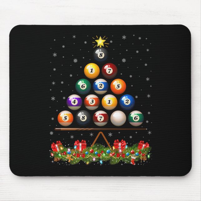 Alfombrilla De Ratón Billiard Ball Christmas Tree Lights Ol Billiards X (Frente)