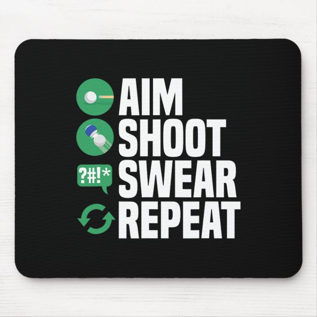 Alfombrilla De Ratón Billiards Pool Aim Shoot Swear Funny (Frente)