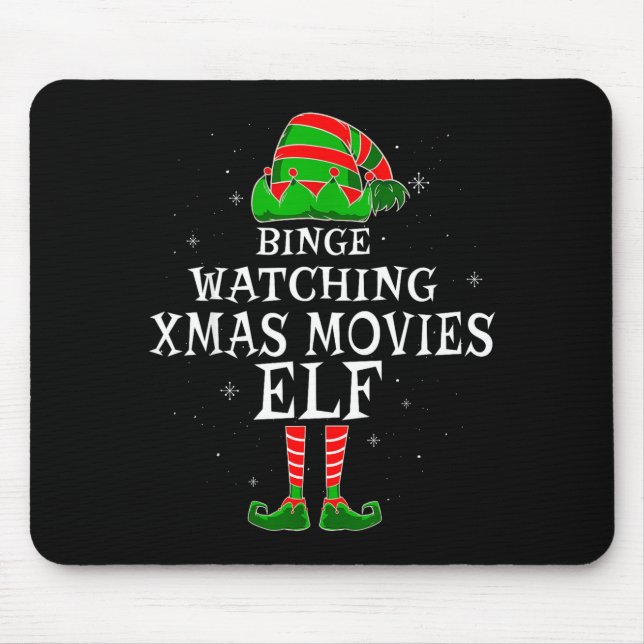 Alfombrilla De Ratón Binge Watching Xmas Movies Elf Matching Family Chr (Frente)
