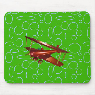 Alfombrilla De Ratón Bioavión rojo en círculos verdes y bucles
