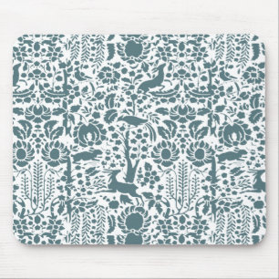 Alfombrilla De Ratón Bird, Deer, tree folk pattern