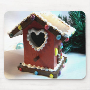 Alfombrilla De Ratón Birdhouse del pan de jengibre
