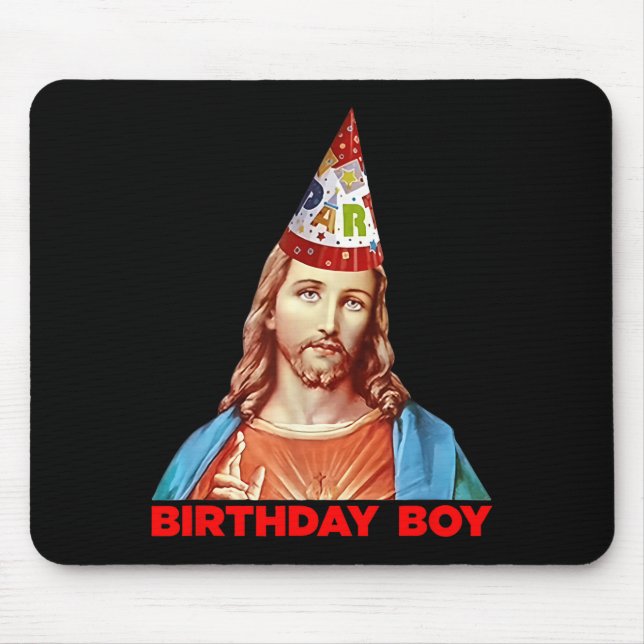 Alfombrilla De Ratón Birthday Boy Jesus Funny Christmas Party Hat  (Frente)