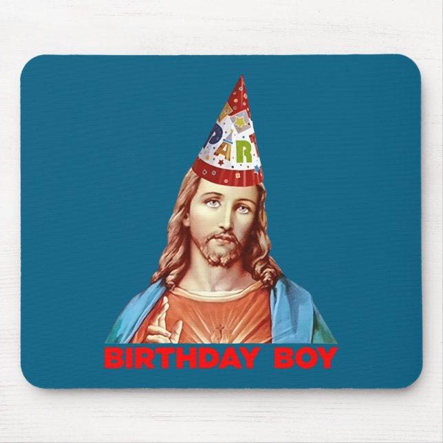 Alfombrilla De Ratón Birthday Boy Jesus Funny Christmas Party Hat Long  (Frente)
