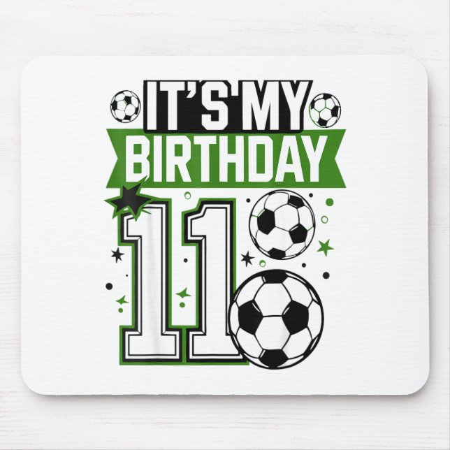 Alfombrilla De Ratón Birthday Boy Tees 11 Soccer Its My 11th Birthday B (Frente)