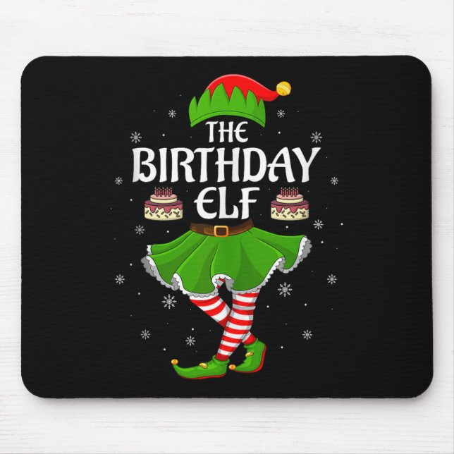 Alfombrilla De Ratón Birthday Elf Christmas Family Girls Women Elf Squa (Frente)