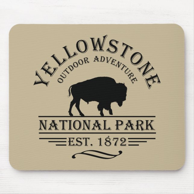 Alfombrilla De Ratón Bison Antiguo Parque Nacional Yellowstone (Frente)