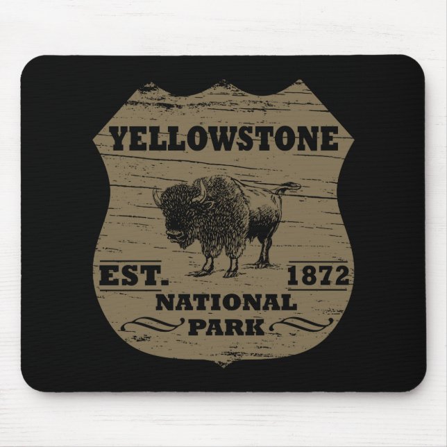 Alfombrilla De Ratón Bison Vintage Parque Nacional Yellowstone (Frente)