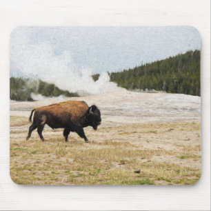 Alfombrilla De Ratón Bison y Old Faithful