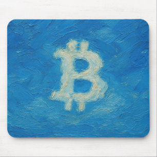 Alfombrilla De Ratón Bitcoin Cielo Azul (Óleo, Estilo: 2)