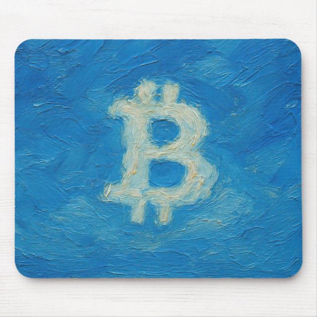 Alfombrilla De Ratón Bitcoin Cielo Azul (Óleo, Estilo: 2) (Frente)