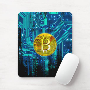 Alfombrilla De Ratón Bitcoin de criptodivisa y placa de circuito