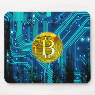 Alfombrilla De Ratón Bitcoin de criptodivisa y placa de circuito