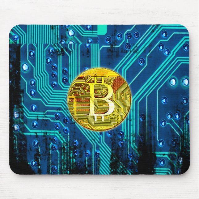 Alfombrilla De Ratón Bitcoin de criptodivisa y placa de circuito (Frente)