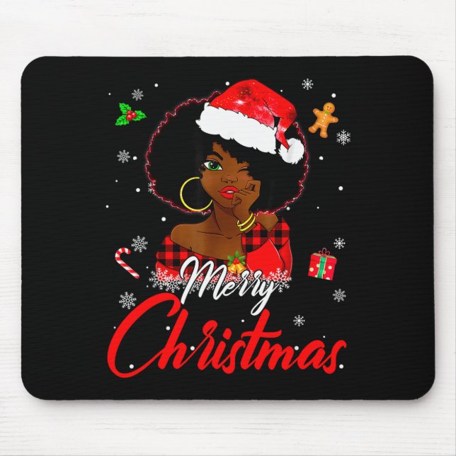 Alfombrilla De Ratón Black African Girl American Melanin Christmas Sant (Frente)