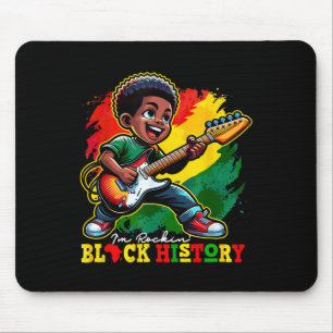 Alfombrilla De Ratón Black Afro Boy soy Rockin Black History Month Guit