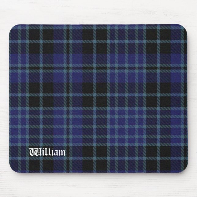 Alfombrilla De Ratón Black and Blue Clark Tartan Plaid (Frente)