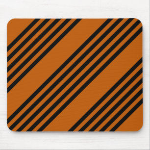 Alfombrilla De Ratón Black and burnt orange five stripe pattern