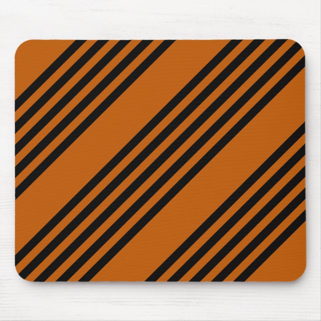 Alfombrilla De Ratón Black and burnt orange five stripe pattern (Frente)