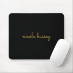 Alfombrilla De Ratón Black and Gold Script  | Stylish Monogram Modern<br><div class="desc">A simple stylish custom monogram design in an casual handwritten in striking monochrome Black. The monogram can easily be personalized to make a design as unique as you are! The perfect trendy gift or accessory for any occasion.</div>