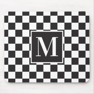 Alfombrilla De Ratón Black And White Sporty Chic Checkerboard Monogram