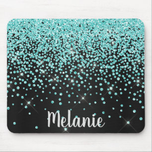 Alfombrilla De Ratón Black Aqua Sparkle Crystal Mouse Pad