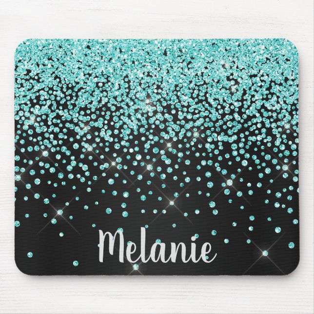 Alfombrilla De Ratón Black Aqua Sparkle Crystal Mouse Pad (Frente)