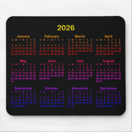 Alfombrilla De Ratón Black Bright Rainbow Gradient 2026 Calendar
