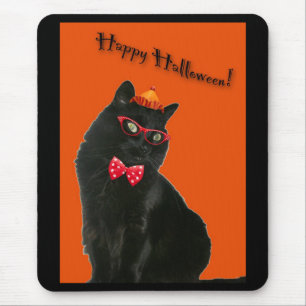 Alfombrilla De Ratón Black Cat Happy Halloween Mousepad
