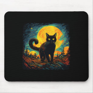 Alfombrilla De Ratón Black Cat Vintage estilo retro Cat Art Work Cat Lo