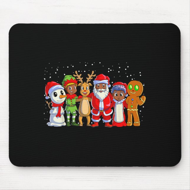 Alfombrilla De Ratón Black Family Christmas Afro African American Santa (Frente)