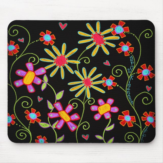 Alfombrilla De Ratón Black Floral Grove la amabilidad Diversión (Frente)