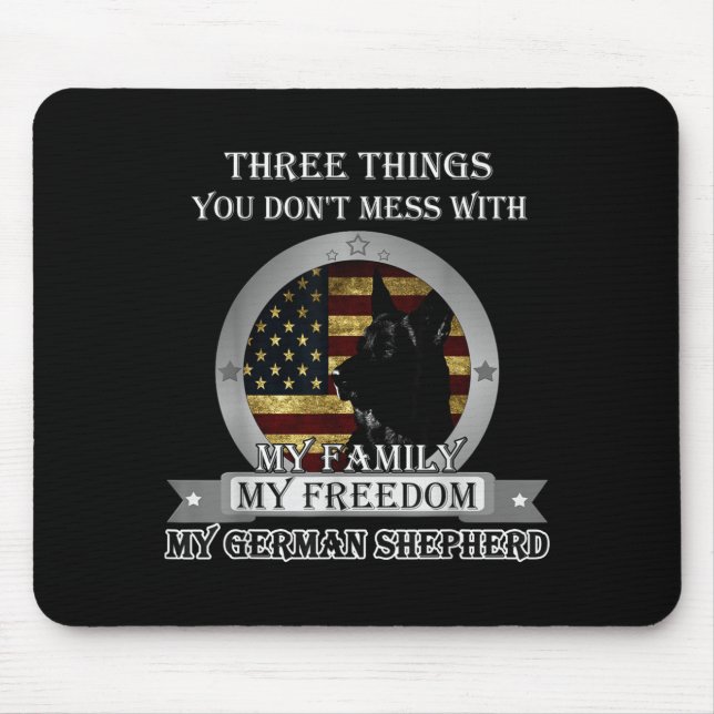 Alfombrilla De Ratón Black German Shepherd American Flag Three Things Y (Frente)