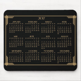 Alfombrilla De Ratón Black Gold Art Deco Calendar 2017 Mouse Pad