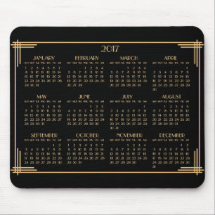 Alfombrilla De Ratón Black Gold Art Deco Calendar 2017 Mouse Pad