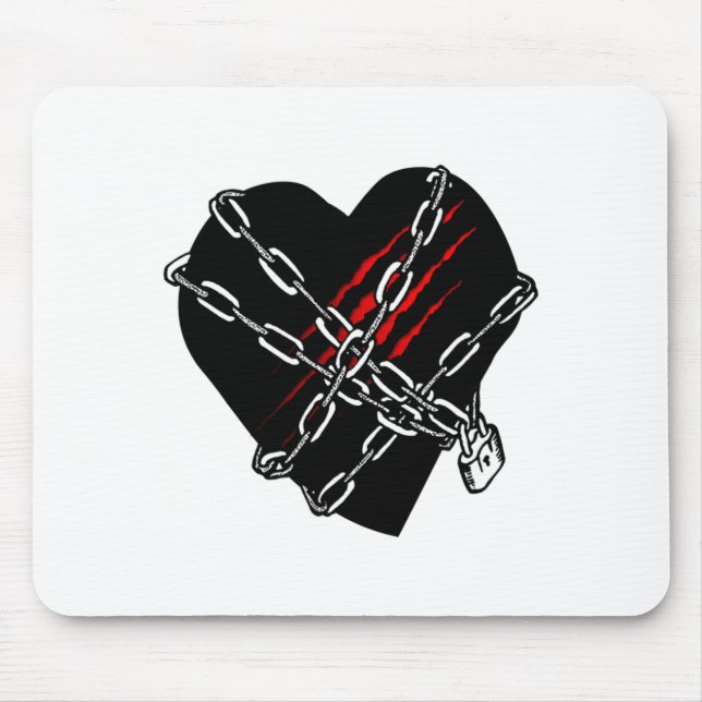 Alfombrilla De Ratón Black Heart Red Chains Cool Gothic Valentines Day  (Frente)