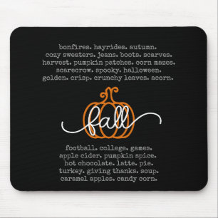 Alfombrilla De Ratón Black Hello Fall Definition Wormpkin Autumn