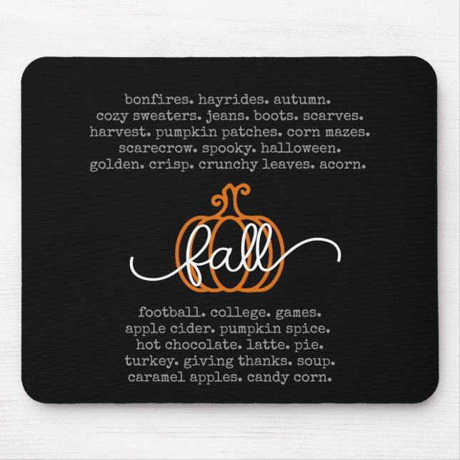 Alfombrilla De Ratón Black Hello Fall Definition Wormpkin Autumn (Frente)