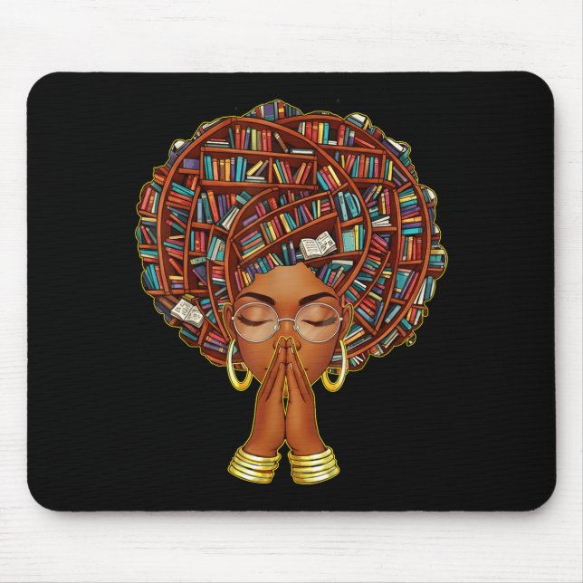 Alfombrilla De Ratón Black History Month Afro Book Lover Women Girls Li (Frente)