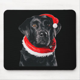 Alfombrilla De Ratón Black Lab Cute Santa Hat Navidades de imágenes reg