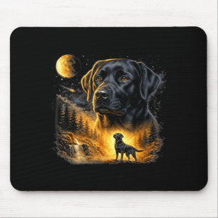 Alfombrilla De Ratón Black lab labrador aullando a la luna vintage perr