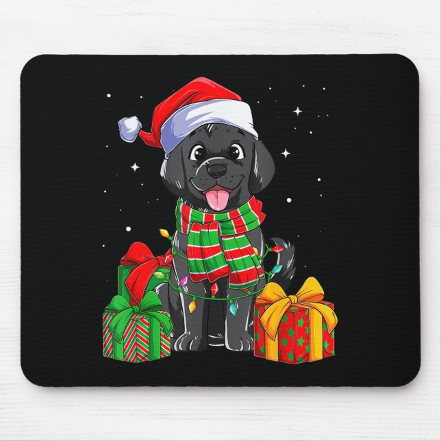 Alfombrilla De Ratón Black Labrador Retriever Christmas Lights Xmas Lab (Frente)