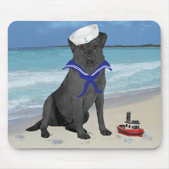 Alfombrilla De Ratón Black Labrador Retriever Sailor (Frente)