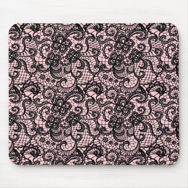 Alfombrilla De Ratón Black Lace en Rubor Pink (Frente)