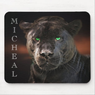 Alfombrilla De Ratón Black Leopard Big Cat Personalized name