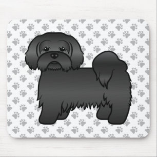 Alfombrilla De Ratón Black Lhasa Apso Cute Cartoon Dog Ilustracion
