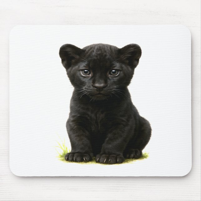 Alfombrilla De Ratón Black Panther Cub con ojos grandes (Frente)