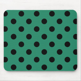 Alfombrilla De Ratón Black polka dots in green