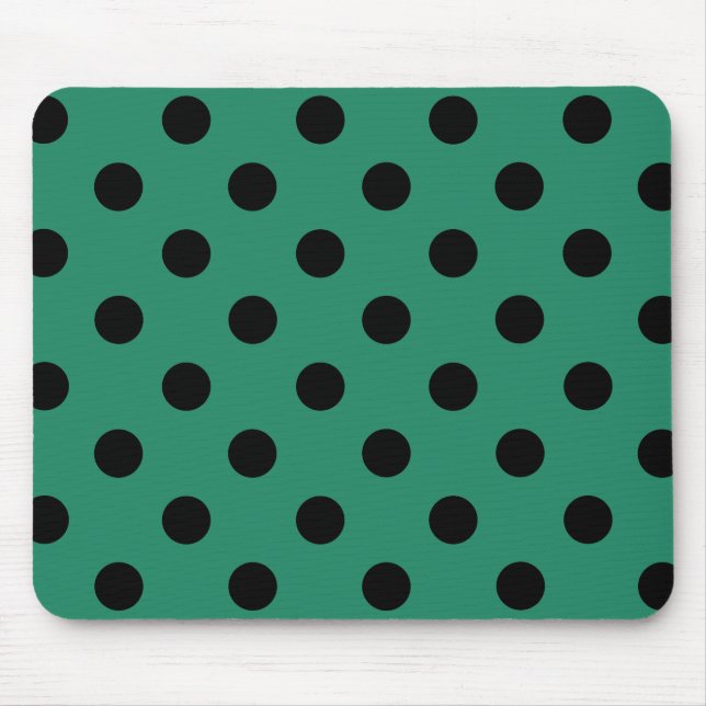 Alfombrilla De Ratón Black polka dots in green (Frente)